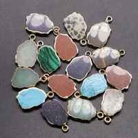 selling natural stone irregular geometric pendants crystal agate quartz flat necklace jewelry making diy earring accessories