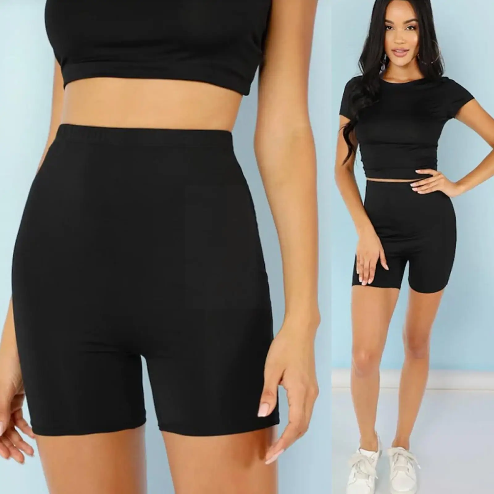 

Womens Casual Shorts High Waist Skinny Knee Length Shorts Shorts Fashion Men's Aliexpres Fitness Streetwear Cycling Black Y3r1