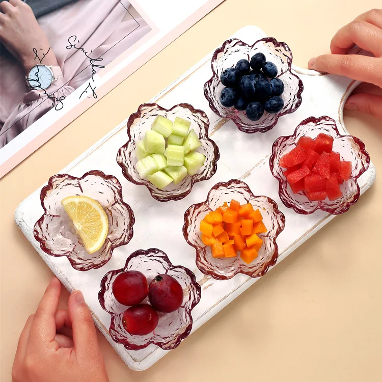 

Japanese Hammer Pattern Cherry Glass Saucer Saucer Saucer Small Saucer Vinegar Saucer Hot Pot Dipping Saucer Saucer Saucer