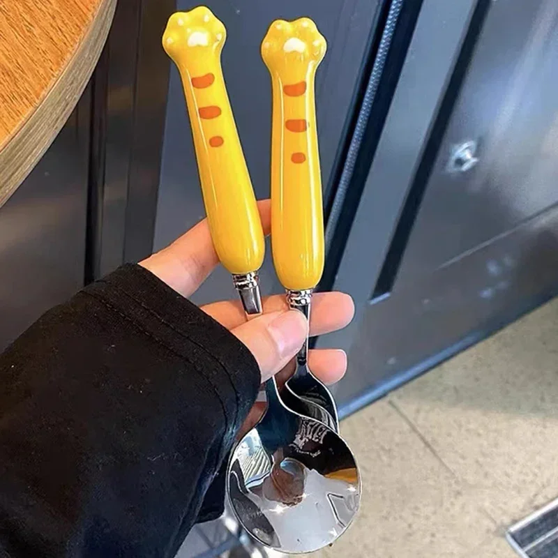 

Детские столовые приборы с мультяшными животными из нержавеющей стали