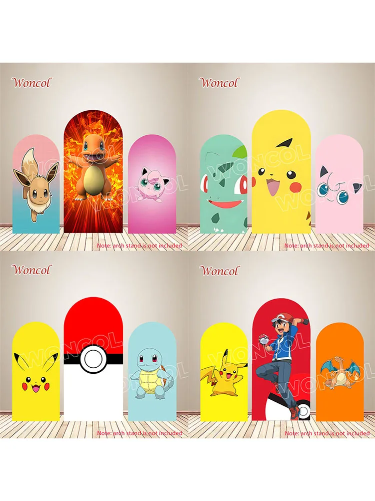 Чехол для арки Pokemon Ash Ketchum Bulbasaur Jigglypuff Squirtle Pikachu фон из полиэстера двухсторонний