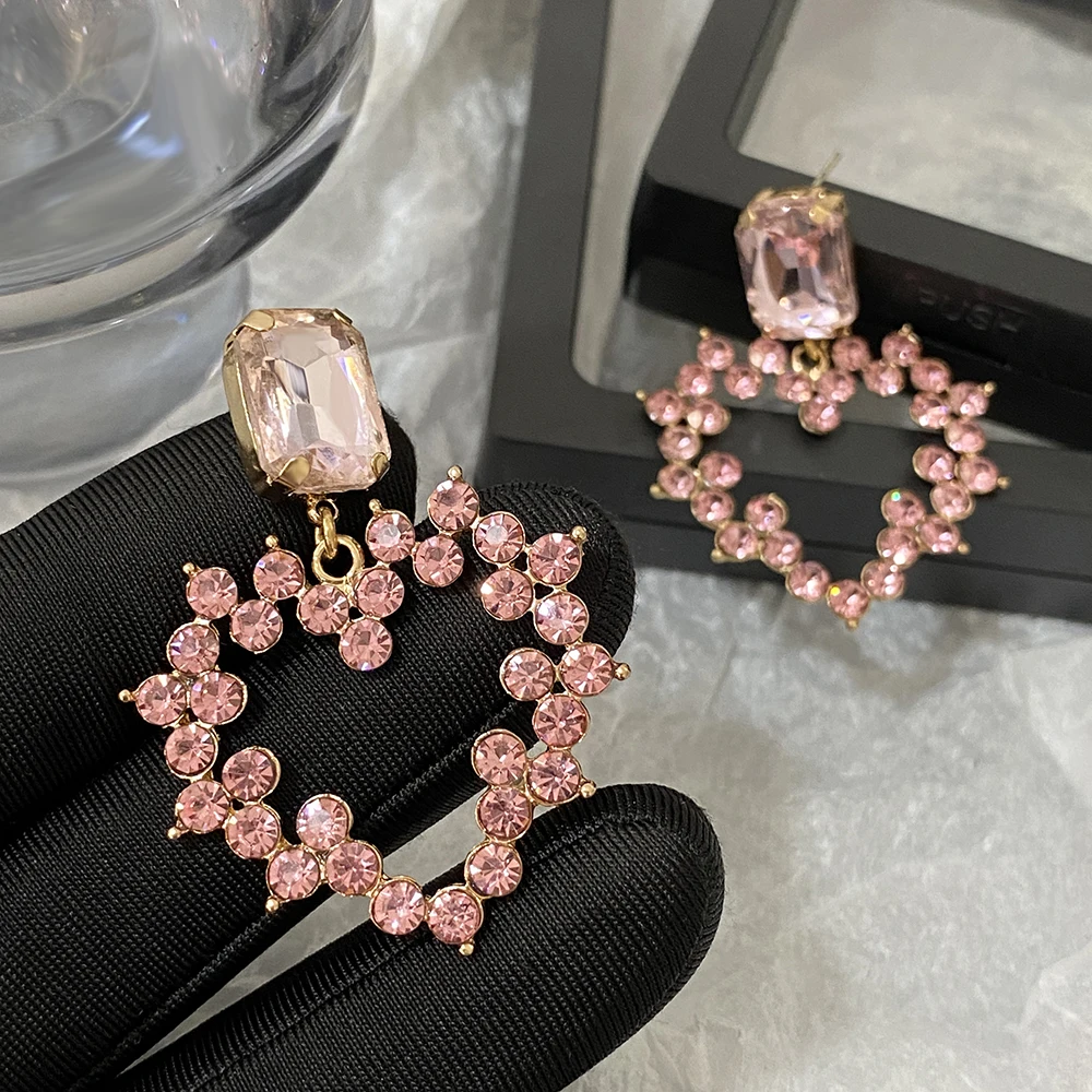 Изысканные блестящие серьги Lifefontier с подвесками в виде сердечек для женщин