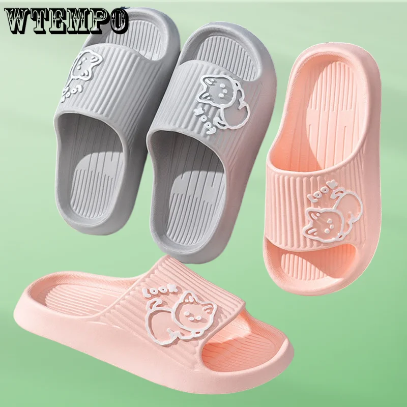 WTEMPO Summer Slippers Bathroom Platform Non-Slip Home Cartoon Flip Flops Beach Women Sandals Slides Indoor Outdoor Dropshipping