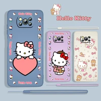 hello kitty anime cute for xiaomi poco x3 nfc f3 gt m4 m3 m2 pro c3 x2 11 ultra 5g silicone liquid rope phone case fundas coque