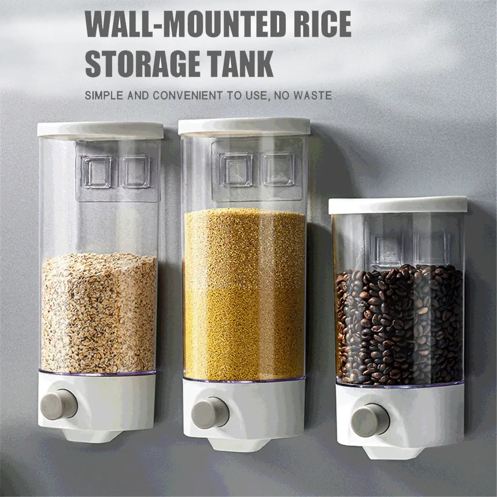 

Storage Rice Whole Rice Bucket Out Rice Grains Wall-Mounted Tank Kitchen，Dining & Bar Meal Prep Container Vacuum Coffee Canister