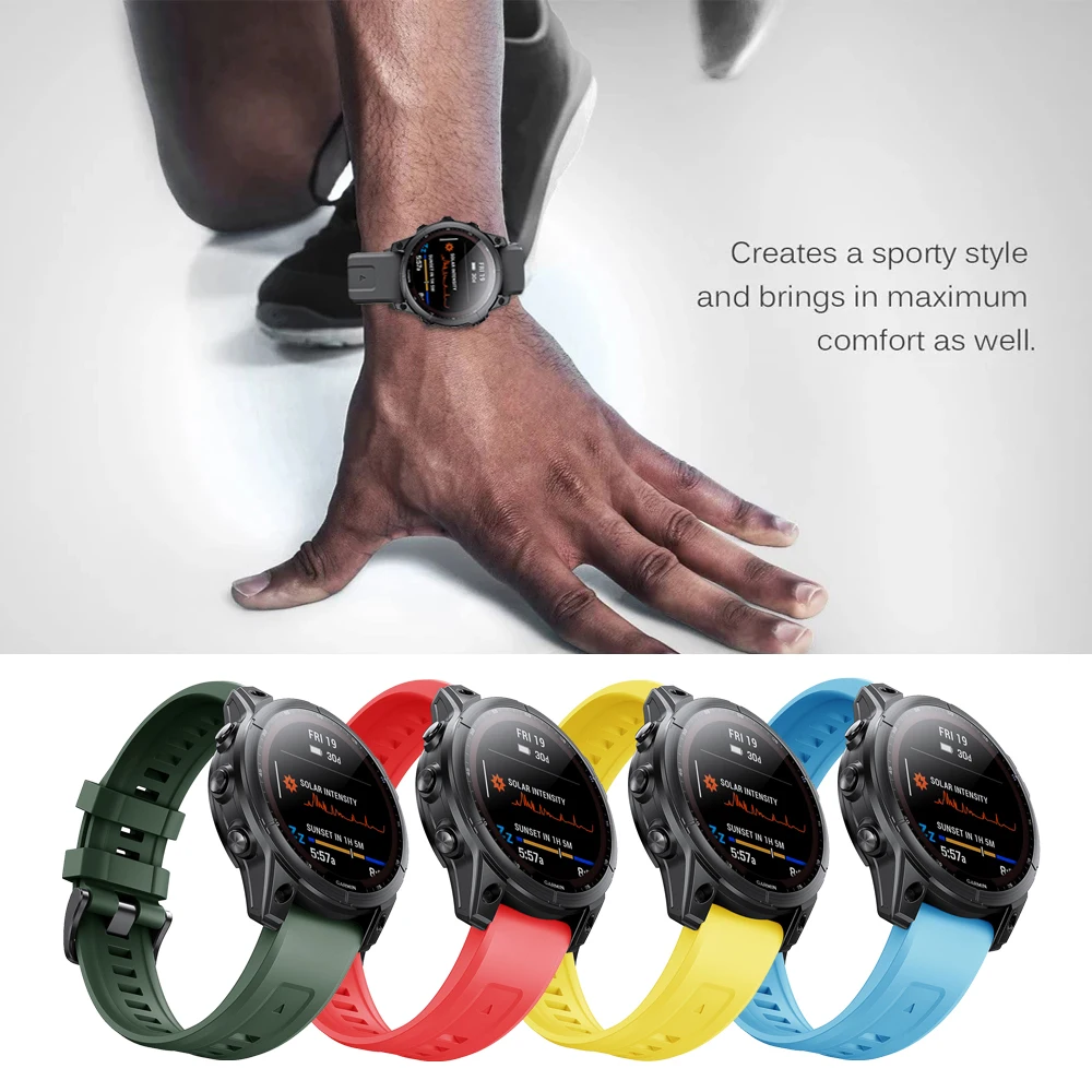 Ремешок для часов JKER 22 26 мм Quickfit Garmin Fenix 7 7X 6X 5X 5 Plus 3HR Forerunner 935 945 EPIX силиконовые