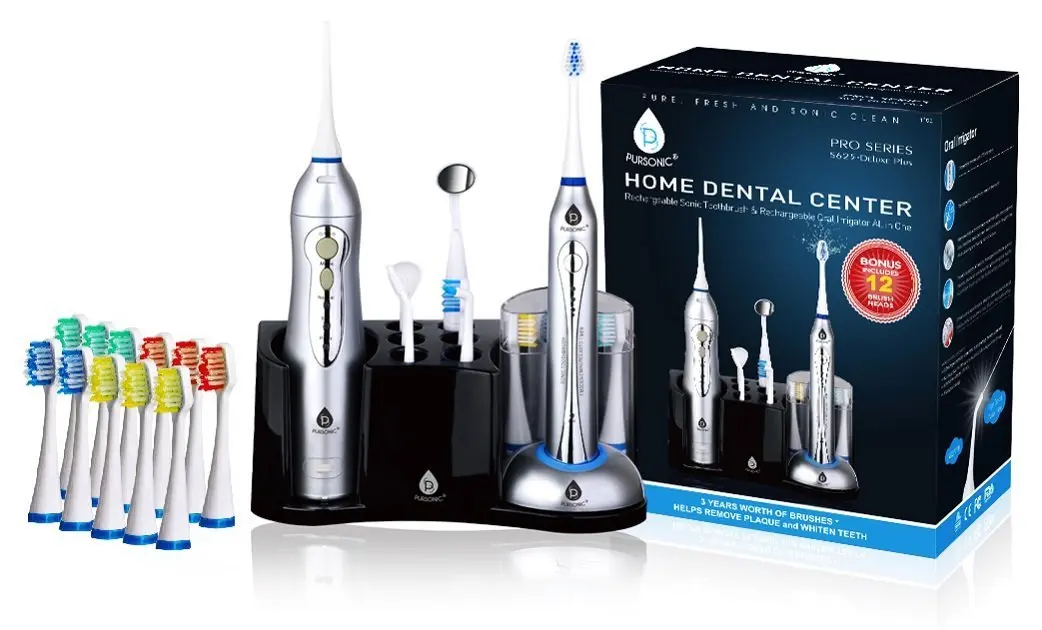

sonic toothbrush and rechargeable water flosser with 12 brush heads