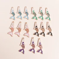 10pcs 14x23mm fashion enamel mermaid charms for jewelry making earrings pendants necklaces diy bracelets charms crafts supplies
