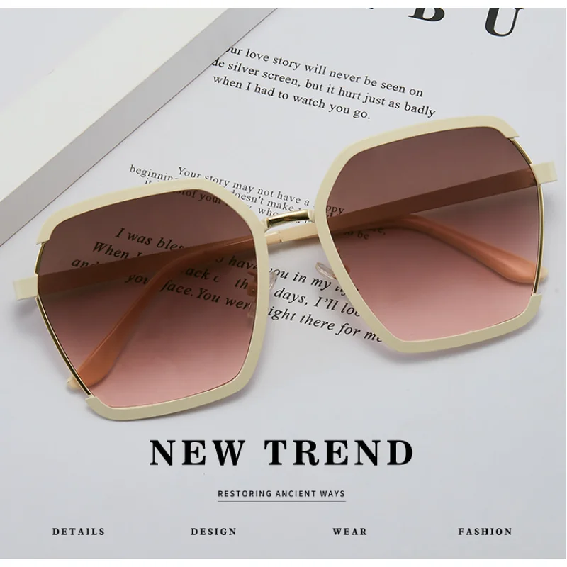 Women Square Sunglasses for Men Oversized White Tea Original Brand Design Sun Glasses Female Shades Travel Sunshade Gafas Dama