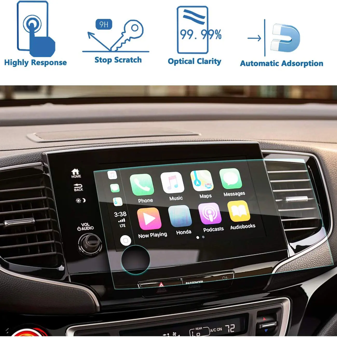 Фото Защитная пленка из закаленного стекла для Honda Pilot Sport/EX-L/Elite/Touring/2019-2022, 8-дюймовый навигационный GPS-экран, аксессуары №2