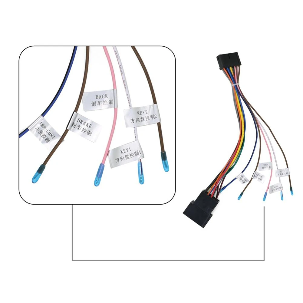 

For Car Head Unit 16P To ISO Cable Adapter Universal Copper Wire Cable