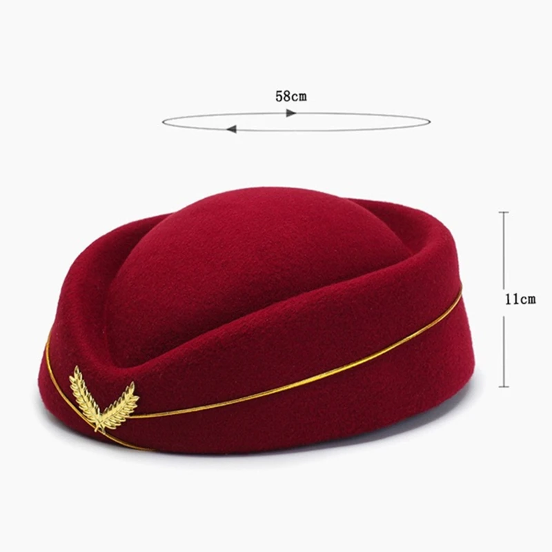 

Fashion Female Flight Attendant Hat Steward Cap Cotton Beret Lady Official Uniform Hat Party Hat Clothing Accessories