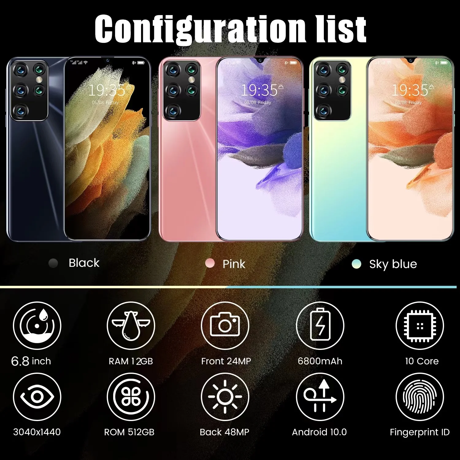 unlocked dual sim s21 smartphone 12gb 512gb 6 8 inch android cheap mobile phones cellphones celulare samsung iphone 13 promax free global shipping