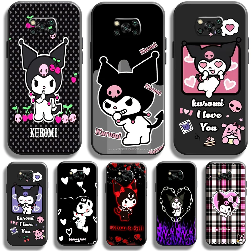 

Cartoon Anime Sanrio Kuromi Phone Case For Xiaomi Poco X3 Pro NFC For POCO X3 GT Case Black Carcasa Soft Silicone Cover Coque
