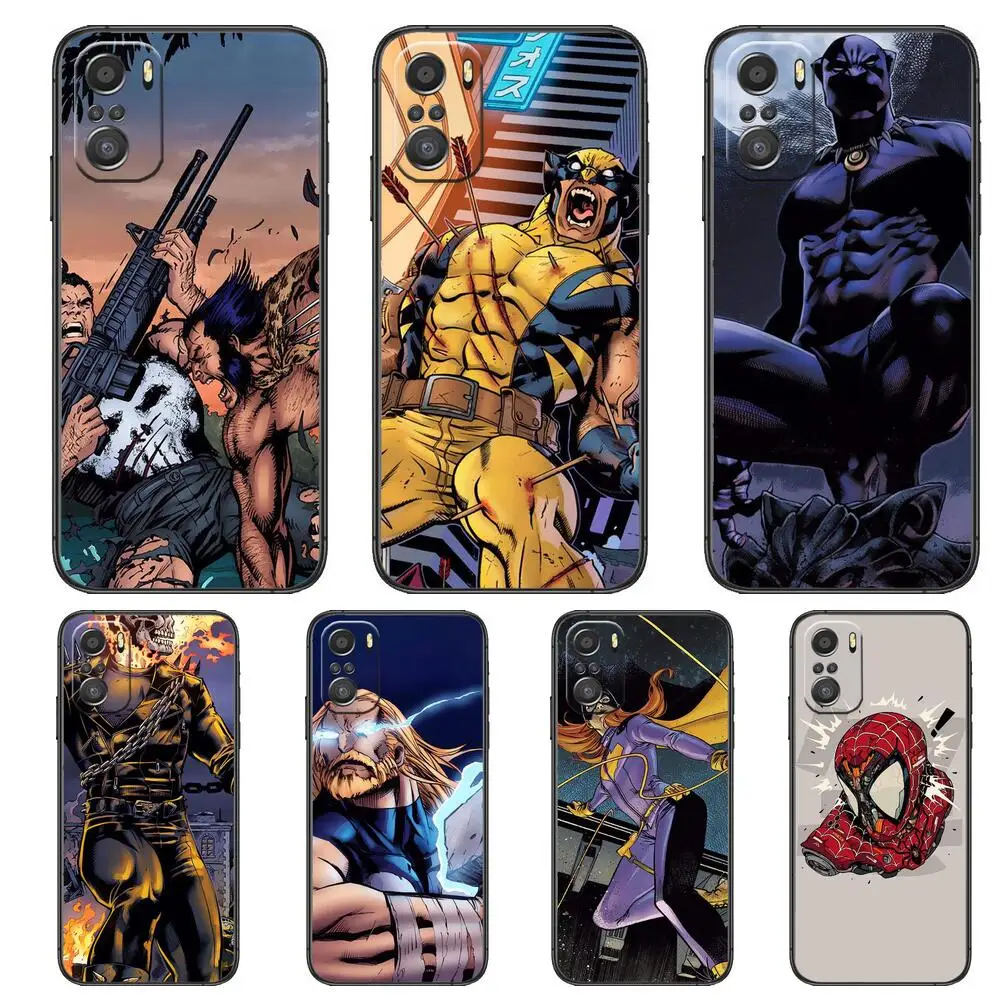 

Marvel Comics Heroes Phone Case For xiaomi redmi 11 Lite pro Ultra 10 9 8 MIX 4 FOLD 10T Black Cover Silicone Back Prett