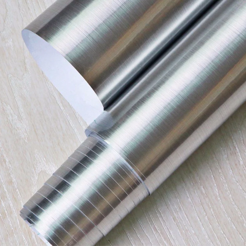 Контактная пленка с текстурой щетки из золота и серебра размером 60 см x 3 м, виниловая самоклеящаяся съемная наклейка DIY обои.