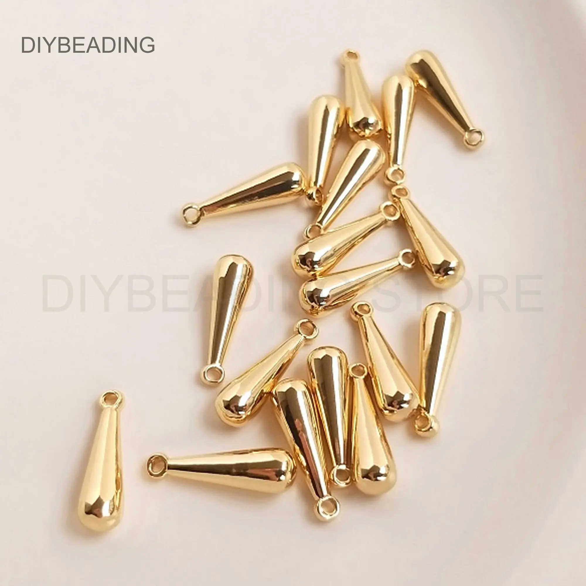 

Small Charms for Earring Making 14K Gold Drop Shape Dangle Extension Teardrop Chain End Droplet Metal Finding Bulk Supply