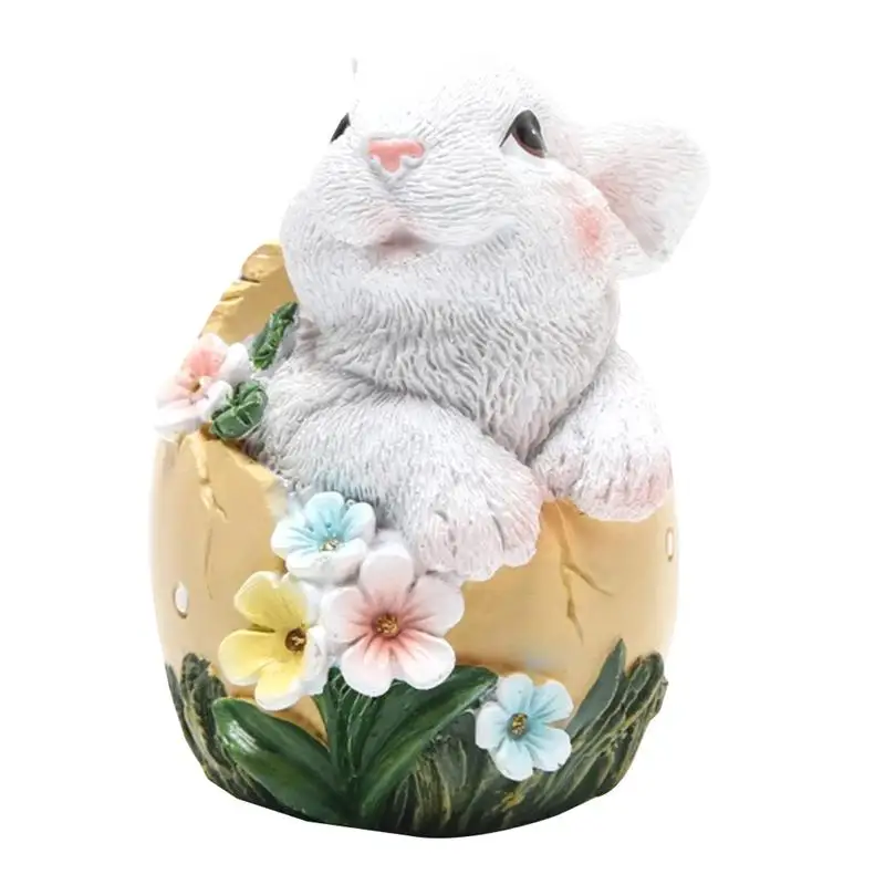 

1pc Egg Rabbit Figurines Adorable Rabbit Desktop Ornament Home Bunny Decoration