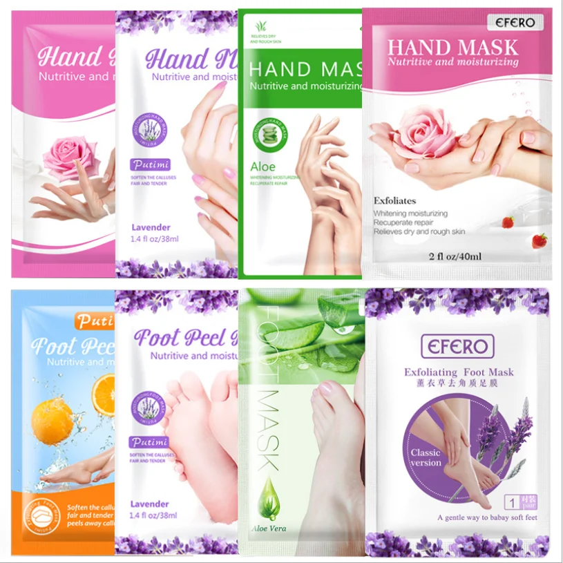 30Pcs Aloe Lavender Exfoliating Foot Mask Soft Foot Peeling Pack Foot Mask for Dead Skin Foot Socks for Women Rose Hand Mask