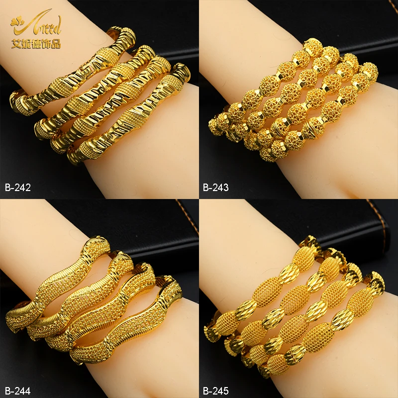 

ANIID African Plated Bangle Bracelet For Women Arabic Gold Braclets Nigerian Wedding Party Luxury Jewelry Gift Indian Bangles