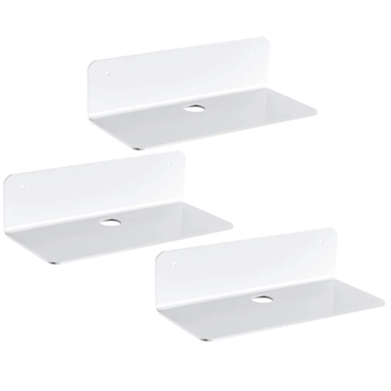 

Floating Shelves Set Of 3 With Cable Clips - Easily Expand Wall Space - Acrylic Small Wall Shelf, Small Display Shelf