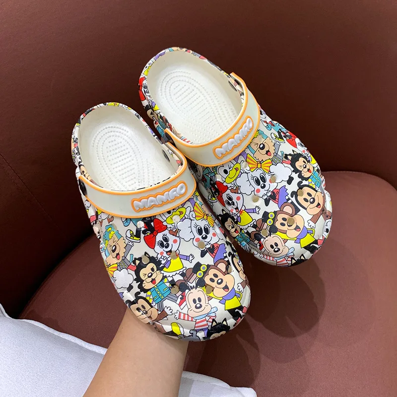 

Summer Woman Shoes Floor Slippers Fashion Beach Clogs Eva Garden Thick Platform Graffiti Print Sandals Zapatillas Mujer