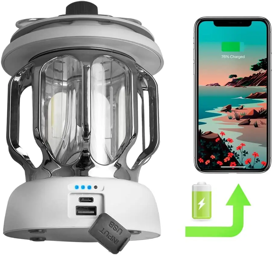 

LED Camping Lantern,Rechargeable Retro Camping Light,Battery Powered Hanging Candle Lamp ,Portable Waterpoor Outdoor Tent Bulb
