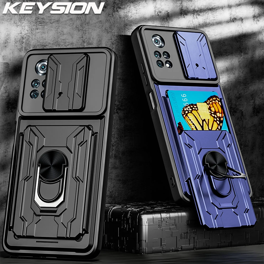 keysion shockproof case for xiaomi poco x4 pro 5g m4 pro m3 card bag camera protection phone cover for poco f3 5g x3 nfc x3 gt free global shipping