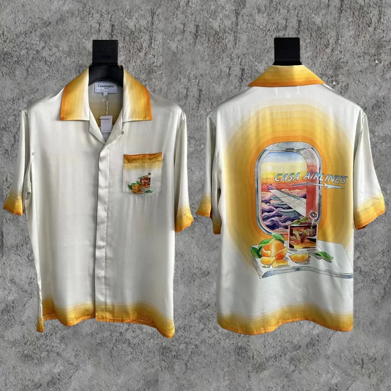 

CASABLANCA Air Landscape Print Shirt Beach Thin Women's Men's Short Sleeve Hawaiian Shirt