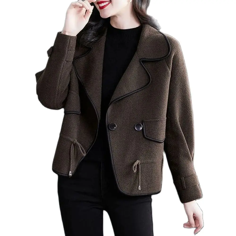 

Высококачественное двухстороннее шерстяное короткое плотное пальто для женщин на весну и осень 2023 новая маленькая мода. Модное женское пальто в западном стиле