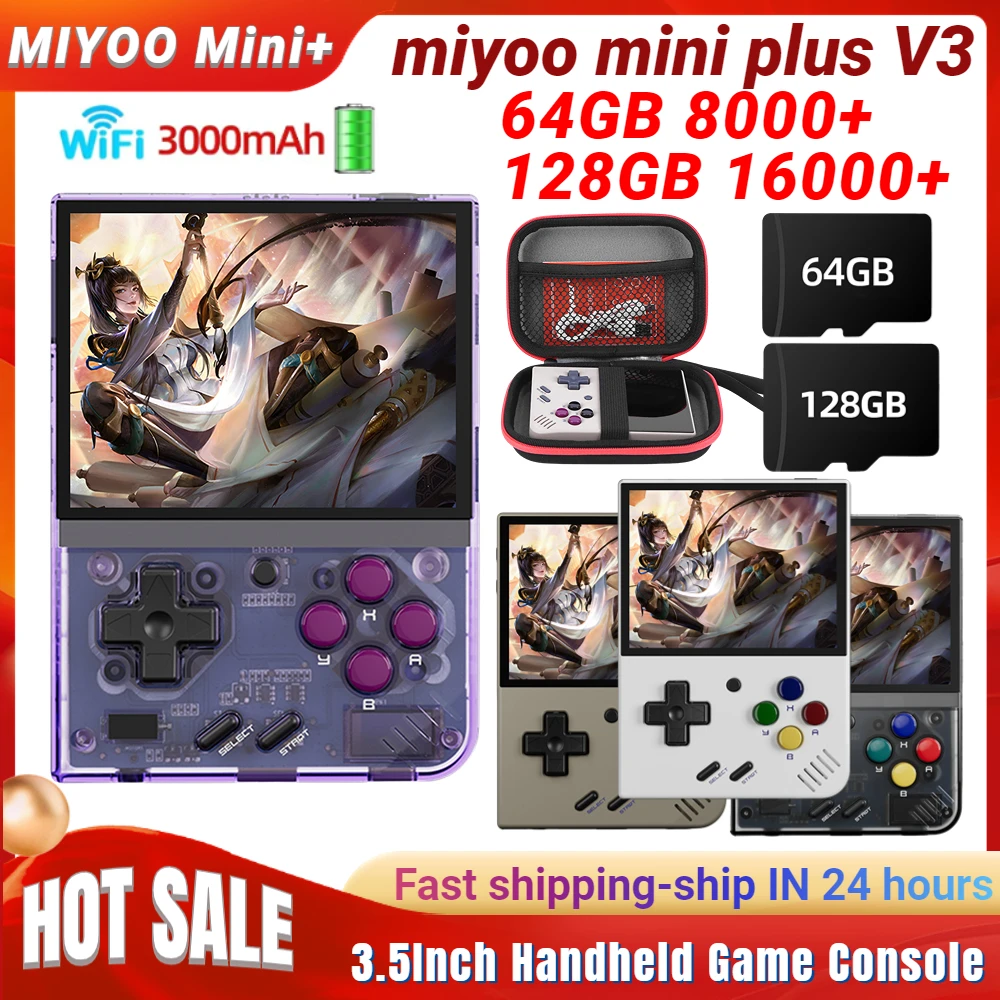 

Miyoo Mini Plus V3 Retro Handheld Game Console 3.5Inch IPS HD Screen 3000mAh WiFi 16000Games Linux System Portable Video Players