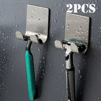 2pcs punch free razor holder storage hook wall men shaving shaver shelf bathroom razor rack wall bathroom accessories