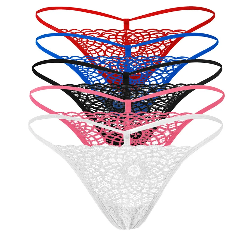 

5P Lace Mini Thong Panties Women' Underwear Super Small Sling Sexy T pants Transparents Underpants Milk Silk String Tanga Briefs