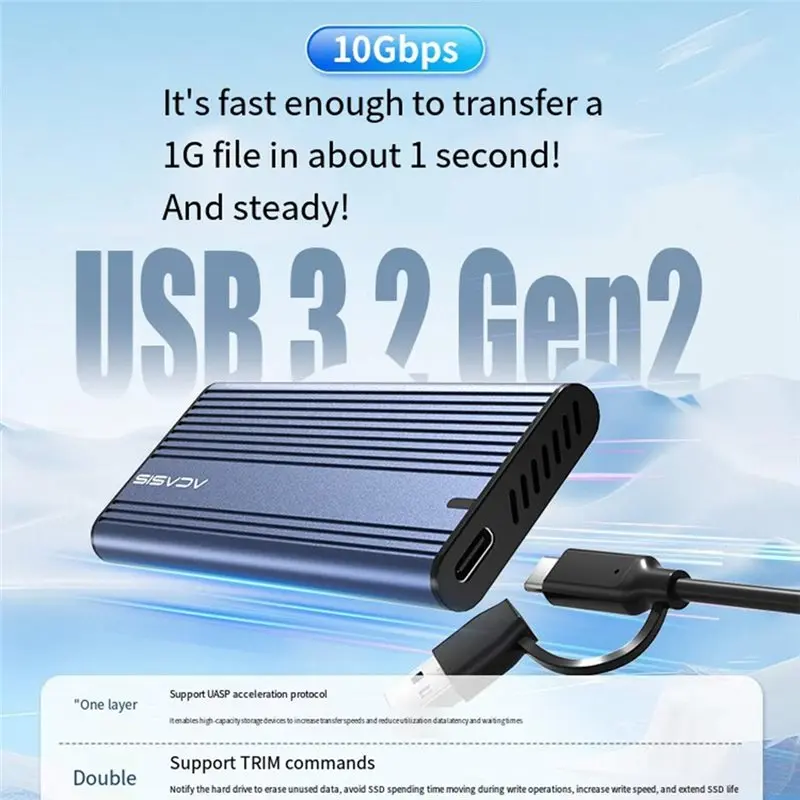 Фото Корпус для SSD ACASIS M.2 NVMe, 10 Гбит/с, адаптер M.2 на USB Type-C 3.2, бокс для SSD PCIE M2 NVMe, совместим с 2230, 2242, 2260, 2280 мм №2