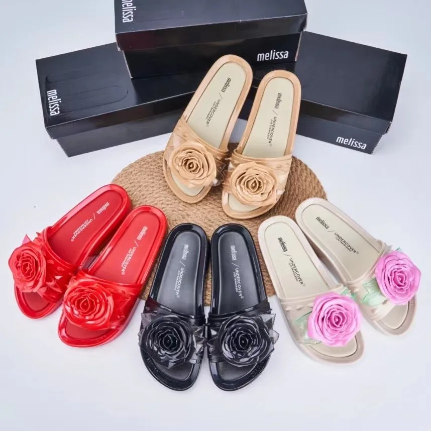 

Melissa Women Slippers Summer 2023 Platform Wedges Mid Heels Bow Tie Peep Toe Fashion Slides Beach Outdoor Ladies Shoes Zapatos