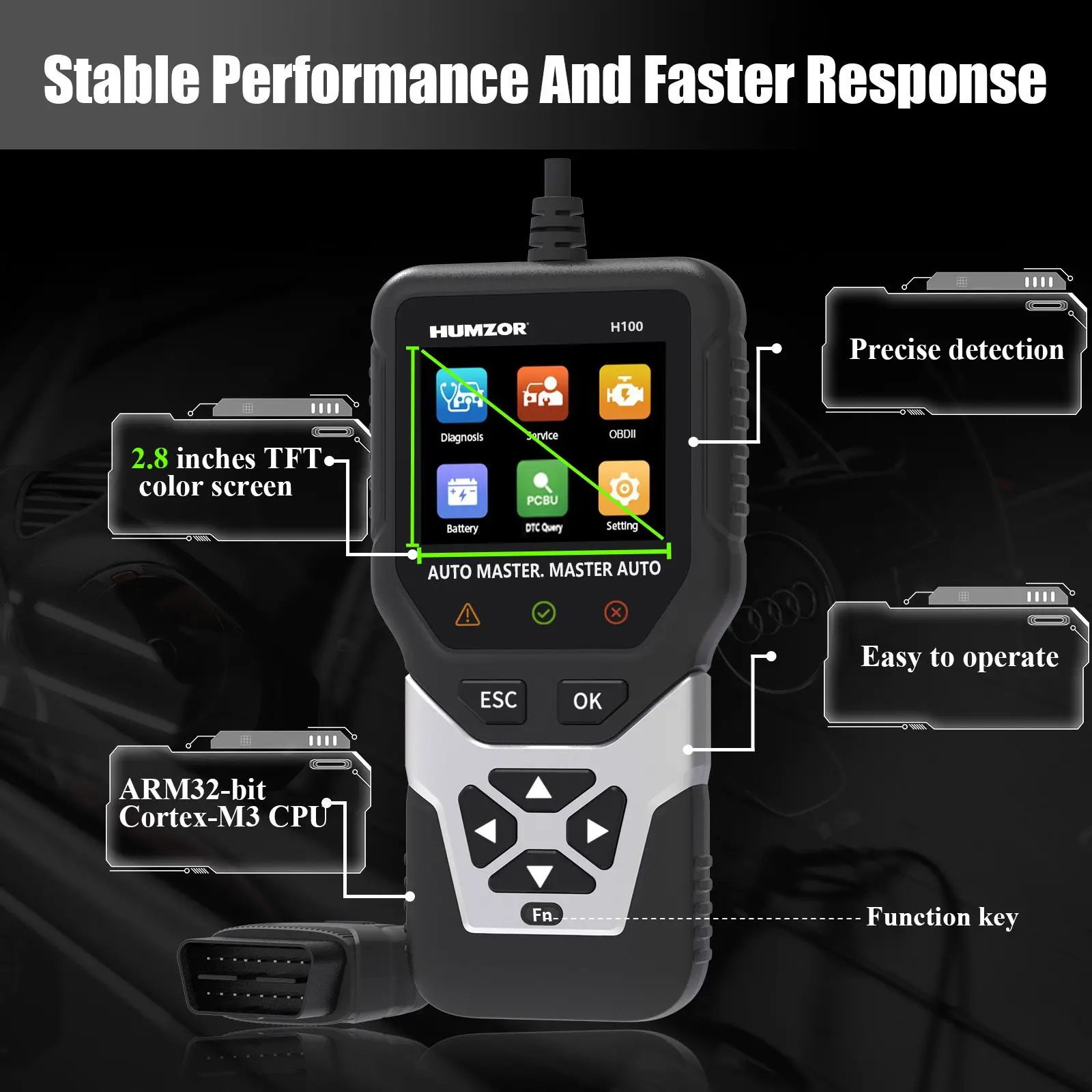 Инструмент для диагностики автомобиля humзор H100 EPB сброс масла TPMS DPF всех