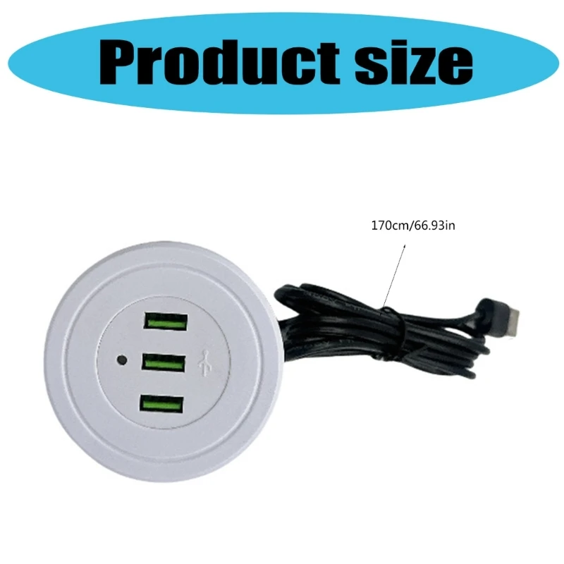 Фото Экономия места, двойная USB-розетка 2 USB 1, тип C, кабель 170 см, встраиваемое зарядное устройство для электронных устройств, №2