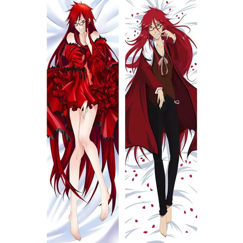 

Grell Sutcliff Body Pillow Cover Black Butler Anime Case Red Dakimakura Soft Cushion Funny Fashion Men