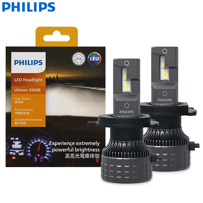 

Philips фонарь H4 9003 Ultinon 3500R, высокая мощность 30 Вт 6500 лм, автомобильная фара K, белая высокая световая мощность, лампы головного света P43t LUM11342U3500X2