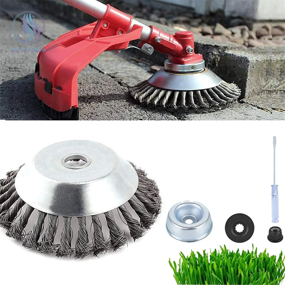 

6/8 Inch Steel Wire Wheel Garden Weed Brush Lawn Mower Grass Eater Trimmer Brush Tools Garden Grass Trimmer Head Weed Brush