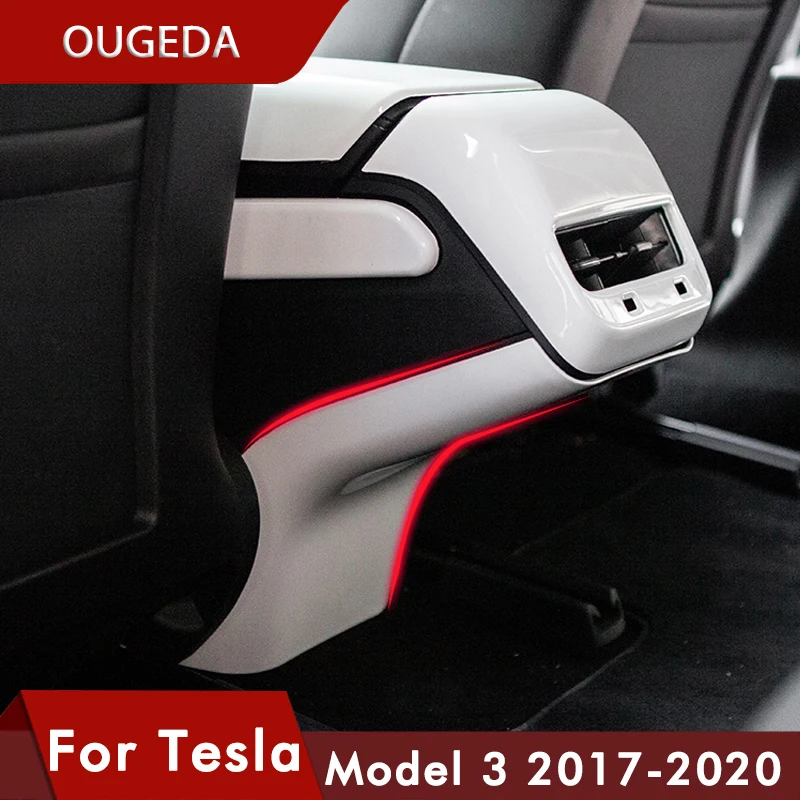

OUGEDA Model3 Нижняя декоративная крышка для автомобильного воздуховыпускного отверстия Tesla Model 3 аксессуары из углеродного волокна ABS модель три ...