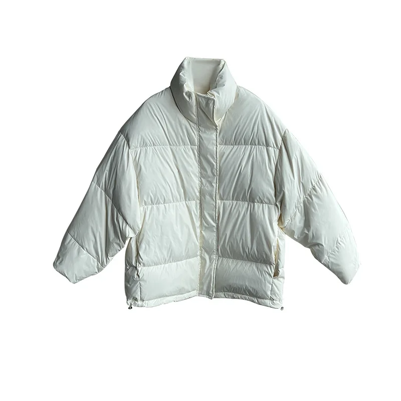 New Winter Such As Rong Fu Down Jacket White Duck Down Light Cotton Clothes Women's Solid Color Stand Collar Loose Casual Coat