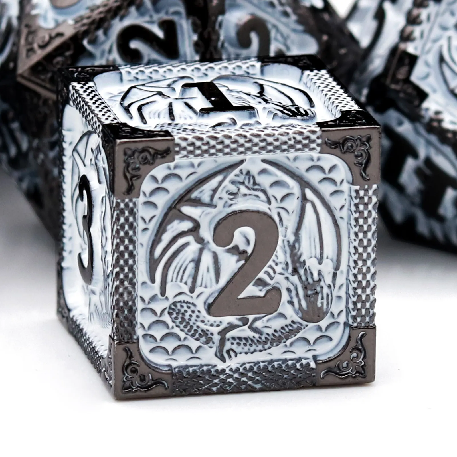 

Haxtec, металлическая фотография, дракон, черный, белый, Металлические Полимерные кости, набор с фотосумкой