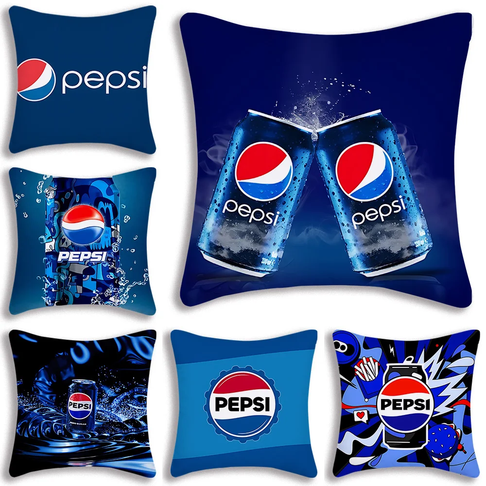 Pillow Covers Cartoon Soda Brand Art P-Pepsi-Cola Sofa Decorative Home Double-sided Printing Short Plush Cute Cushion Cover