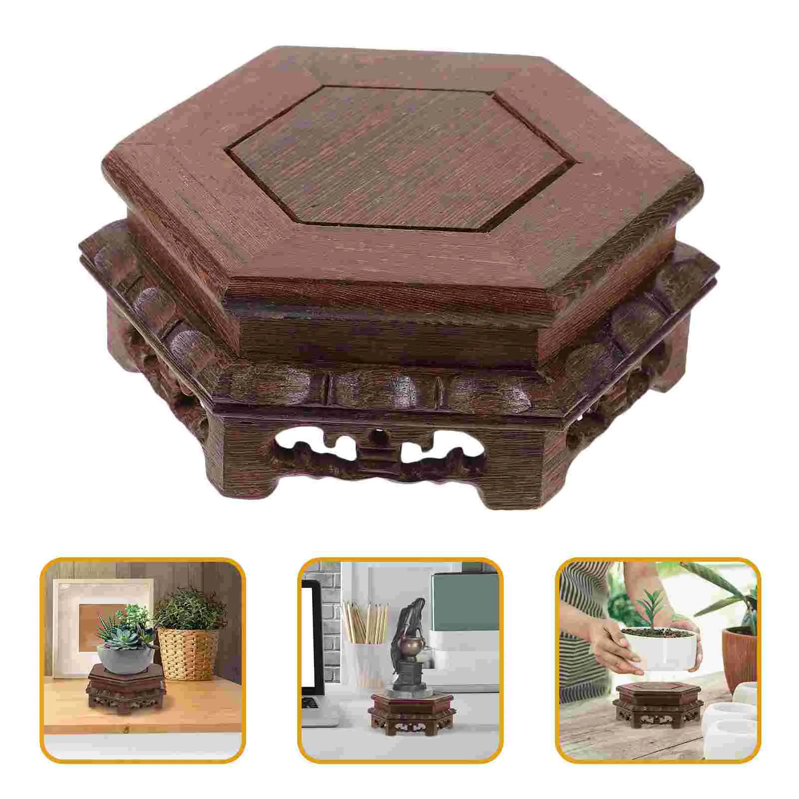 

Potted Riser Desktop Plants Household Wooden Holder Bases Stand For Home Indoor