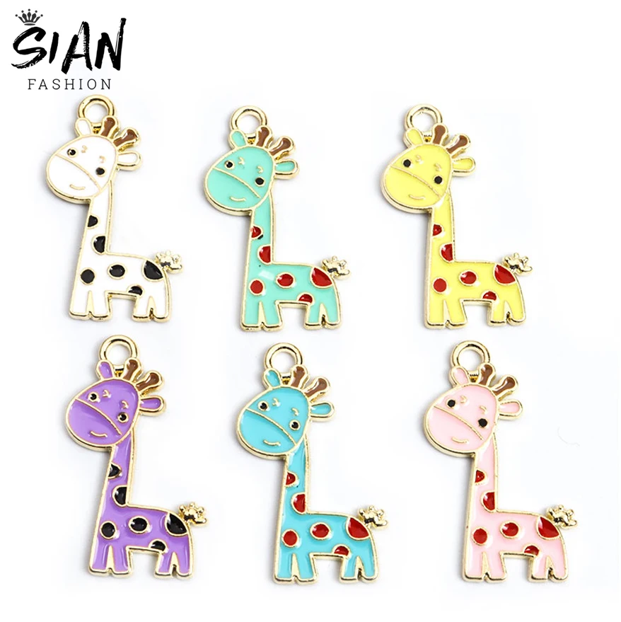 

10pcs/Lot Colorful Cute Animal Giraffe Enamel Small Charms for Pendant Necklace Keychains Earrings Handmade DIY Jewelry Makings