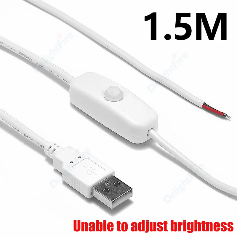 

5 В USB-разъем, провод питания ВКЛ. ВЫКЛ 22AWG 3A 12 В 24 В 1 м 1,5 м 2 м Удлинительный кабель питания для светодиодной ленты, лампы, лампы, вентилятора, сделай сам.