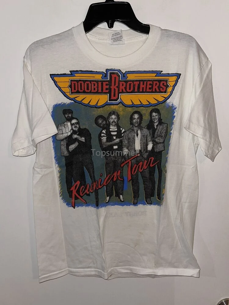 

Vtg 80S Doobie Brothers T-Shirt Reunion Cycles Tour Concert Large Two Sided