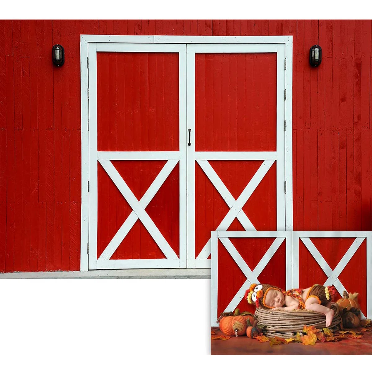 

Red Barn Door Photography Backdrop Western Farm Background BBQ Party Supplies for Cowboy Girl Birthday Baby Shower Decor Booth