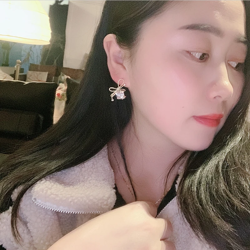 Модные Роскошные элегантные блестящие квадратные серьги-клипсы в новом стиле с